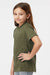 Tultex 235 Youth Fine Jersey Short Sleeve Crewneck T-Shirt Heather Military Green Model Side