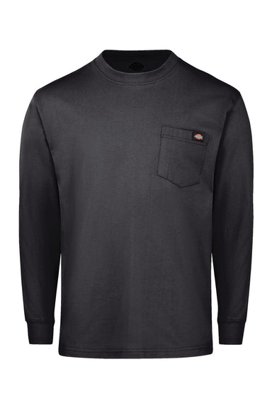 Dickies WL50 Mens Long Sleeve Crewneck T-Shirt w/ Pocket Black Flat Front