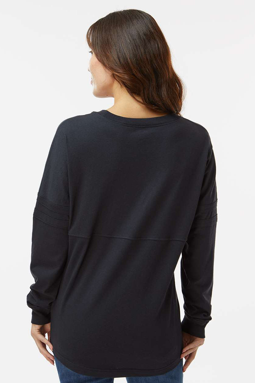 Boxercraft BW3514 Womens Pom Pom Long Sleeve Crewneck T-Shirt Black Model Back