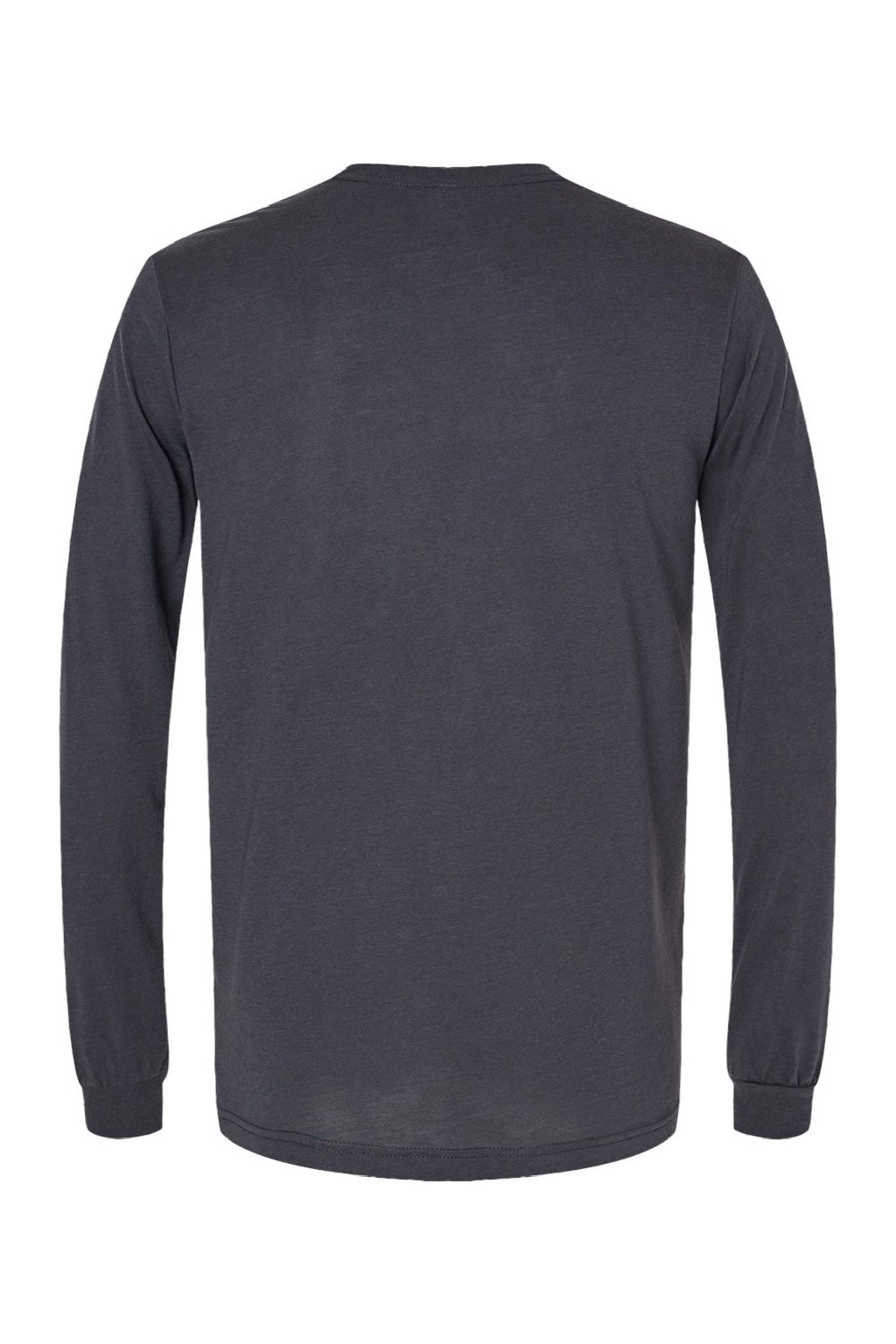 Bella + Canvas BC3513/3513 Mens Jersey Long Sleeve Crewneck T-Shirt Solid Dark Grey Flat Back