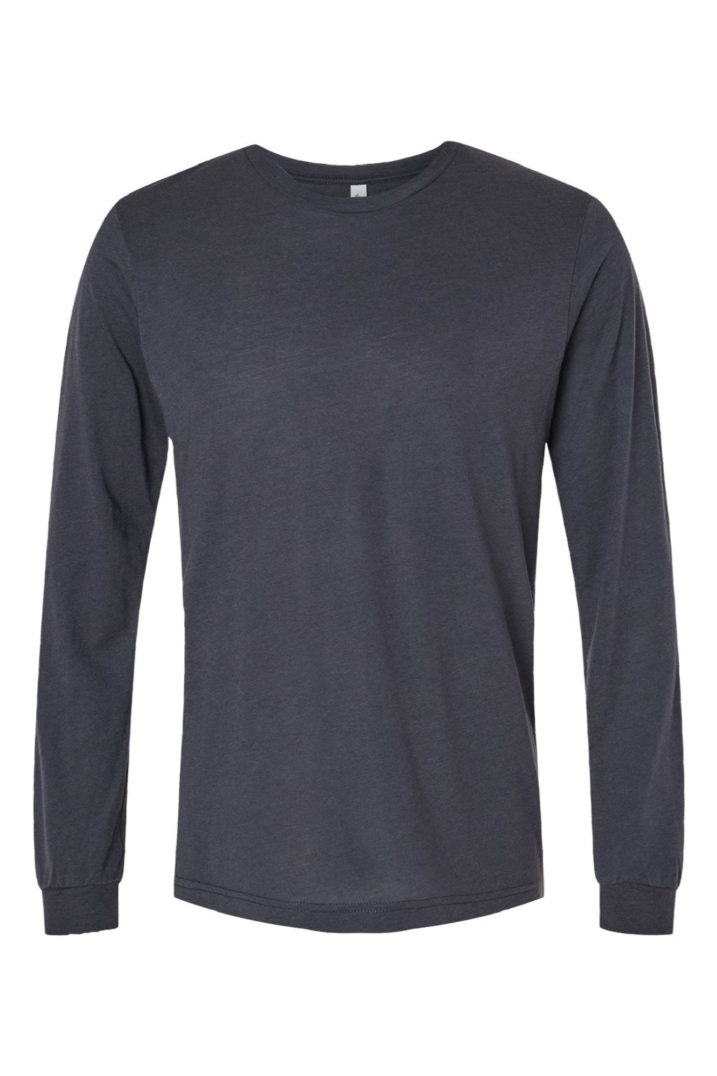 Bella + Canvas BC3513/3513 Mens Jersey Long Sleeve Crewneck T-Shirt Solid Dark Grey Flat Front