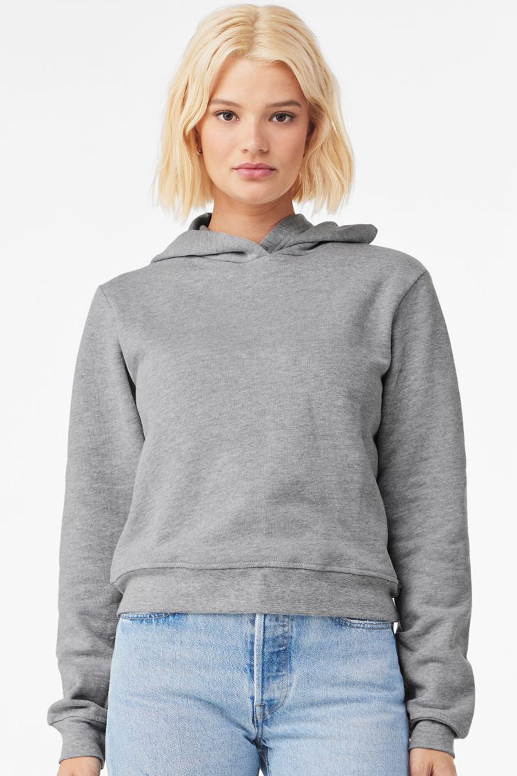 Bella + Canvas 7519 Womens Classic Hooded Sweatshirt Hoodie Heather Grey Model Front
