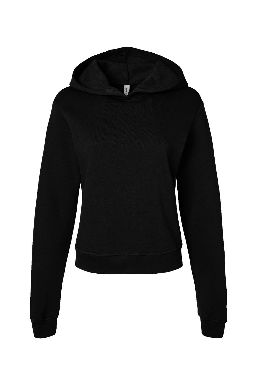 Bella + Canvas 7519 Womens Classic Hooded Sweatshirt Hoodie Black Flat Front
