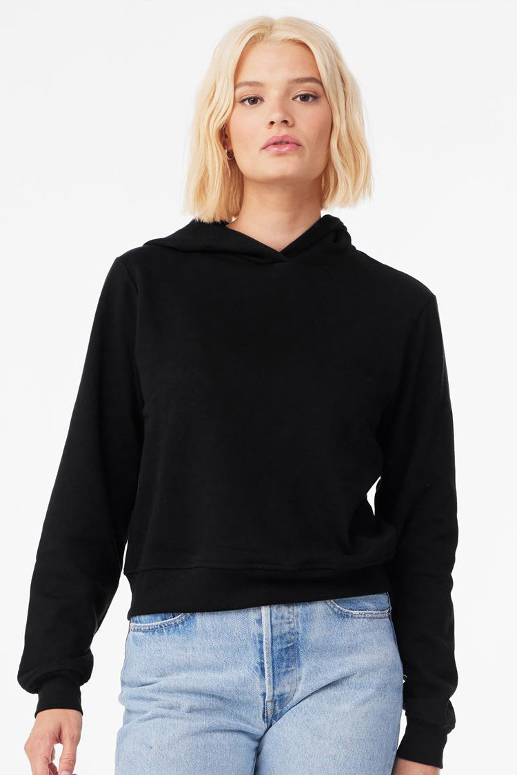 Bella + Canvas 7519 Womens Classic Hooded Sweatshirt Hoodie Black Model Front