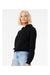 Bella + Canvas 7519 Womens Classic Hooded Sweatshirt Hoodie Black Model Side