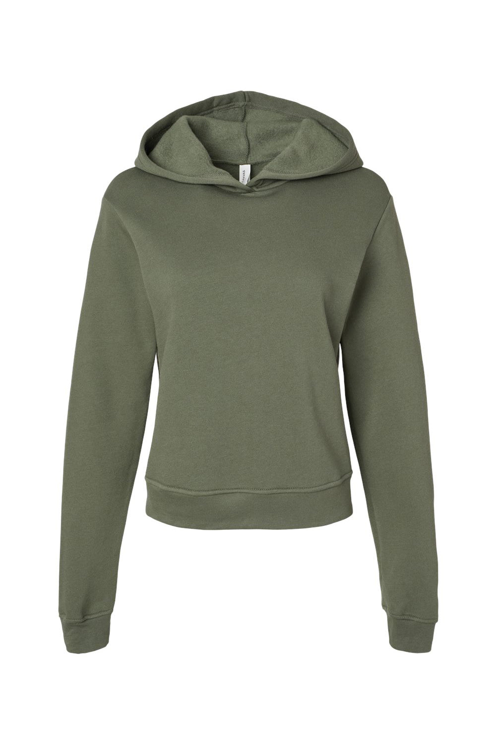 Bella + Canvas 7519 Womens Classic Hooded Sweatshirt Hoodie Military Green Flat Front