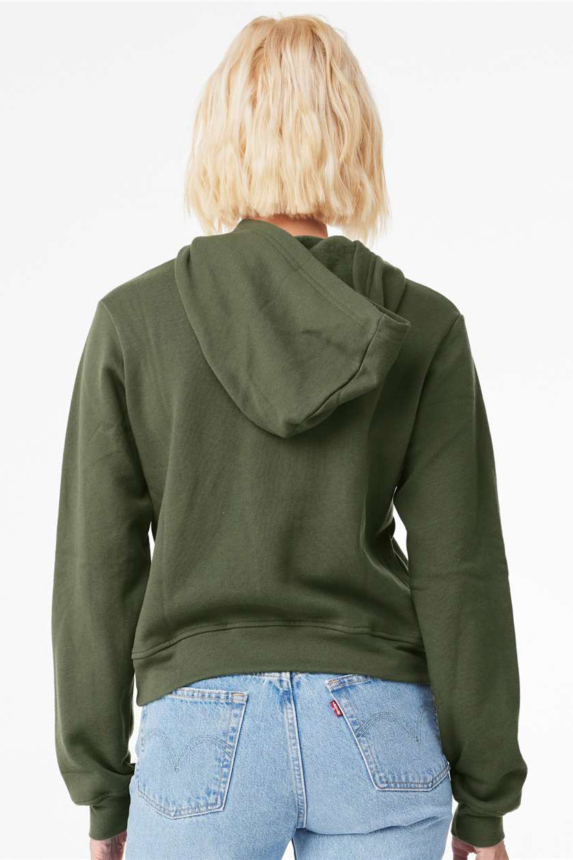 Bella + Canvas 7519 Womens Classic Hooded Sweatshirt Hoodie Military Green Model Back