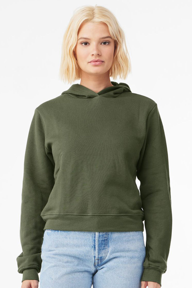 Bella + Canvas 7519 Womens Classic Hooded Sweatshirt Hoodie Military Green Model Front