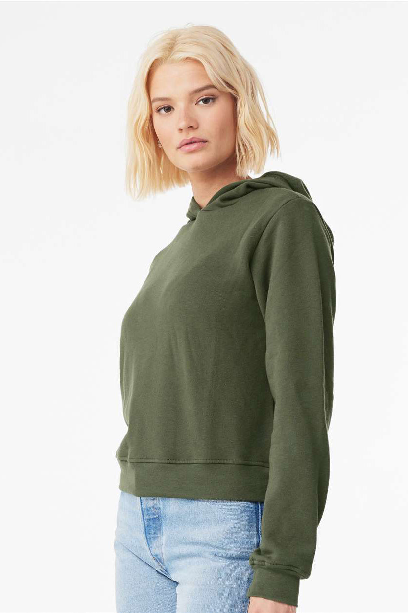 Bella + Canvas 7519 Womens Classic Hooded Sweatshirt Hoodie Military Green Model Side
