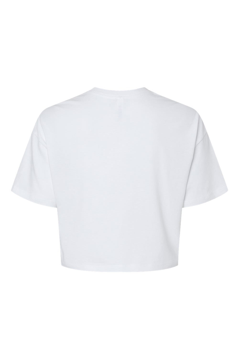 Bella + Canvas 6482 Womens Jersey Cropped Short Sleeve Crewneck T-Shirt White Flat Back