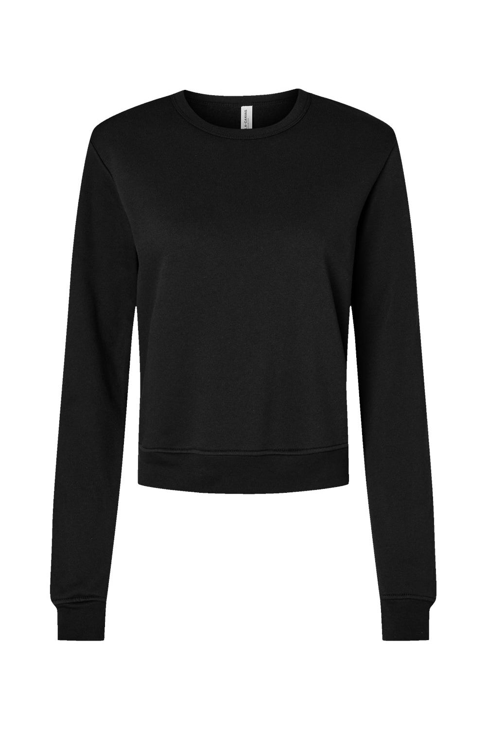 Bella + Canvas 7511 Womens Sponge Fleece Classic Crewneck Sweatshirt Black Flat Front