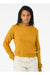 Bella + Canvas 7511 Womens Sponge Fleece Classic Crewneck Sweatshirt Heather Mustard Model Front