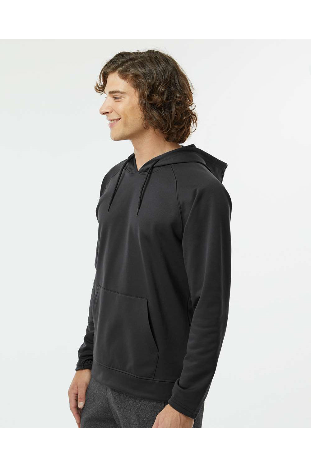 Paragon 305 Mens Vail Performance Fleece Hooded Sweatshirt Hoodie Black Model Side