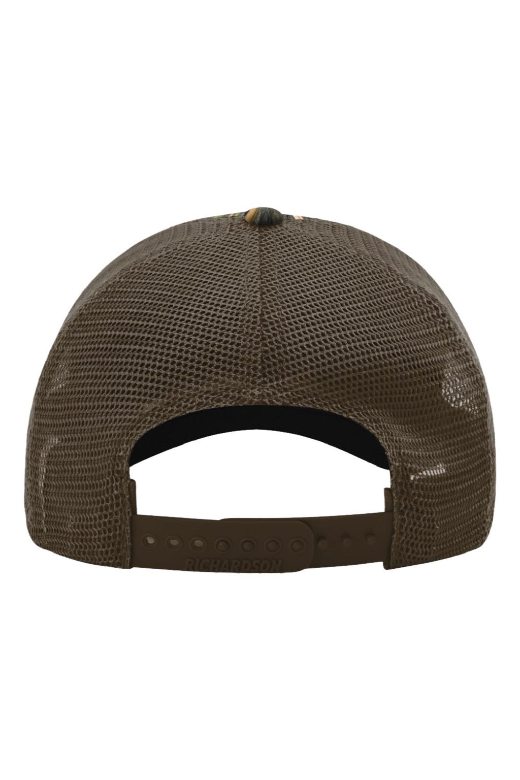 Richardson Hats 111P Mens Garment Washed Printed Snapback Trucker Hat Shadow Grass Habitat/Brown Flat Back