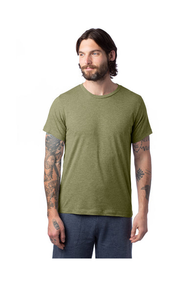 Alternative 1070CV Mens Go To Short Sleeve Crewneck T-Shirt Heather Military Green Model Front