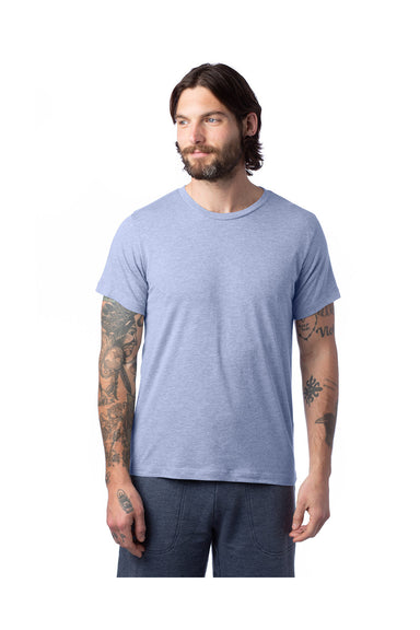 Alternative 1070CV Mens Go To Short Sleeve Crewneck T-Shirt Heather Stonewashed Blue Model Front