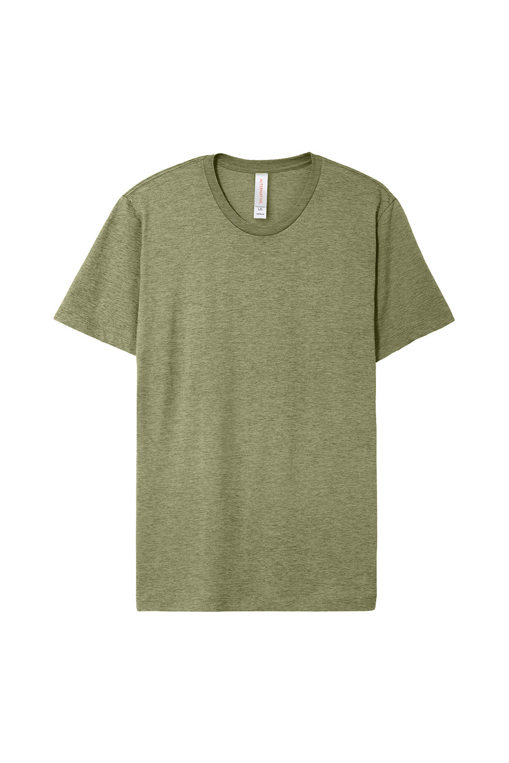 Alternative 1070CV Mens Go To Short Sleeve Crewneck T-Shirt Heather Military Green Flat Front