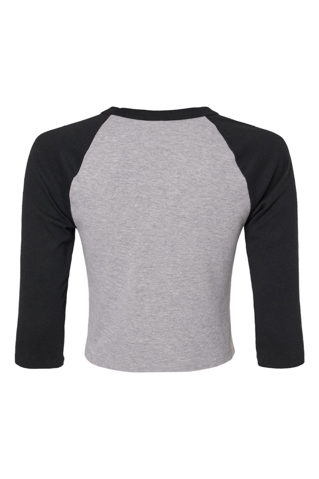 Bella + Canvas BC1200/1200 Womens Micro Ribbed Raglan 3/4 Sleeve Crewneck Baby T-Shirt Heather Grey/Black Flat Back