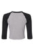 Bella + Canvas BC1200/1200 Womens Micro Ribbed Raglan 3/4 Sleeve Crewneck Baby T-Shirt Heather Grey/Black Flat Back