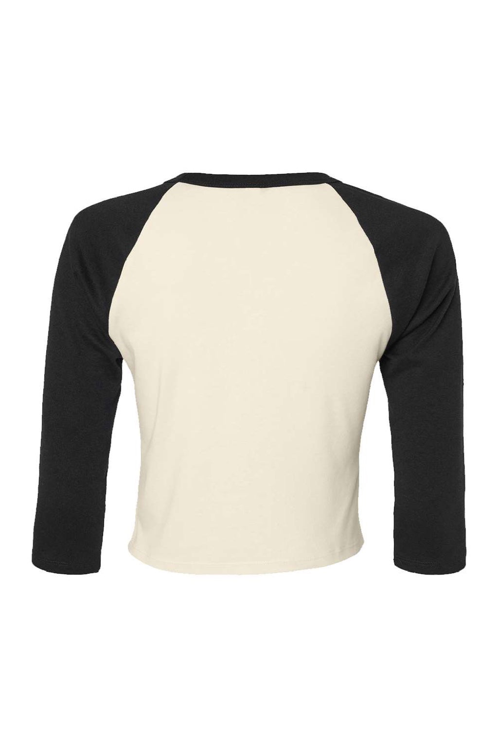 Bella + Canvas BC1200/1200 Womens Micro Ribbed Raglan 3/4 Sleeve Crewneck Baby T-Shirt Natural/Black Flat Back