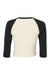 Bella + Canvas BC1200/1200 Womens Micro Ribbed Raglan 3/4 Sleeve Crewneck Baby T-Shirt Natural/Black Flat Back