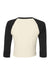 Bella + Canvas 1200 Womens Micro Ribbed Raglan 3/4 Sleeve Crewneck Baby T-Shirt Natural/Black Flat Back