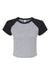 Bella + Canvas BC1201/1201 Womens Micro Ribbed Raglan Short Sleeve Crewneck Baby T-Shirt Heather Grey/Black Flat Front