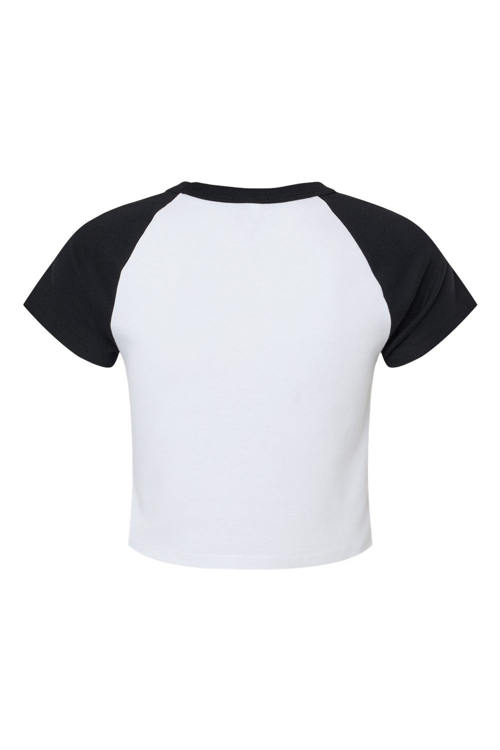 Bella + Canvas 1201 Womens Micro Ribbed Raglan Short Sleeve Crewneck Baby T-Shirt White/Black Flat Back