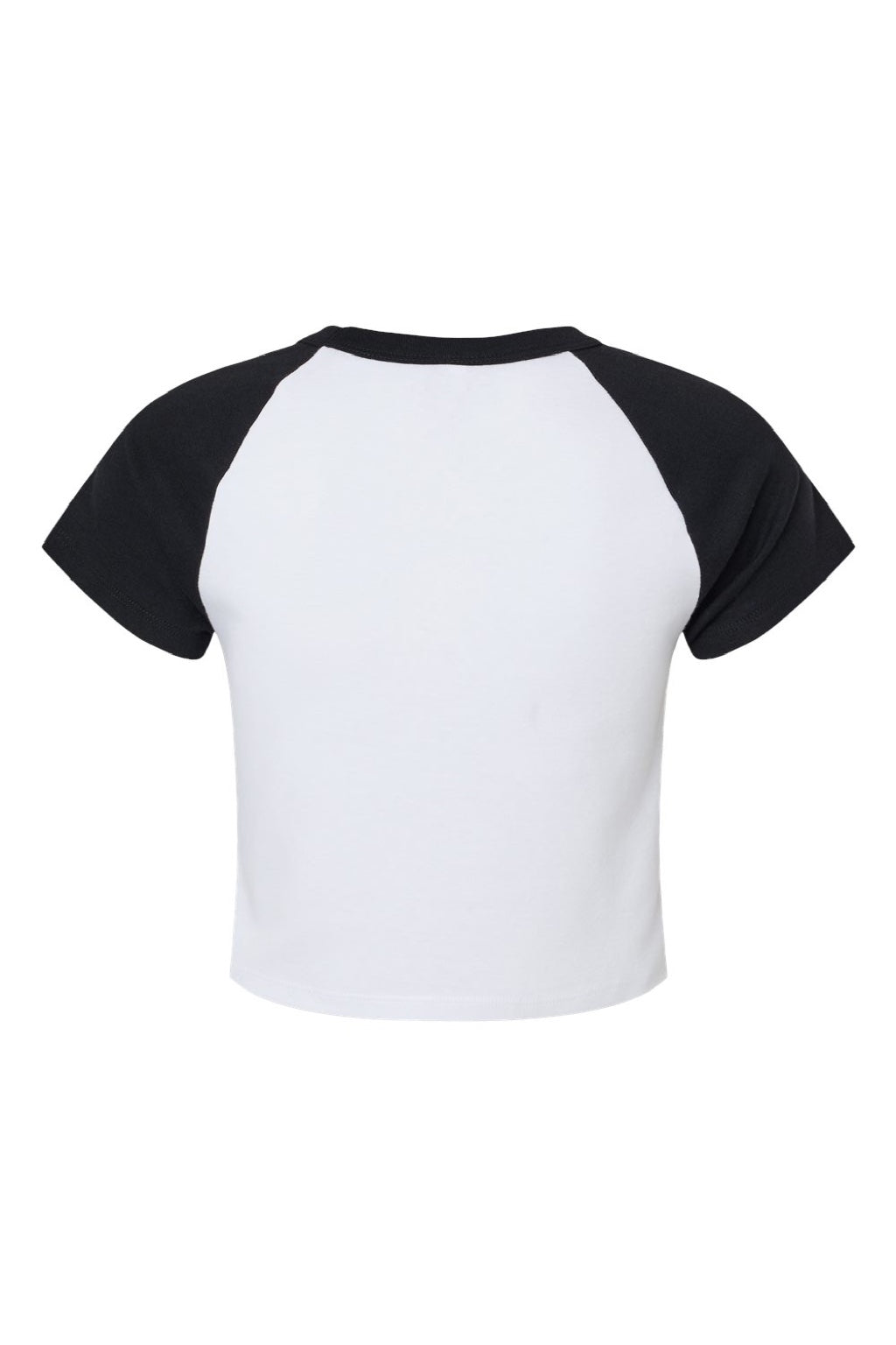 Bella + Canvas BC1201/1201 Womens Micro Ribbed Raglan Short Sleeve Crewneck Baby T-Shirt White/Black Flat Back