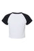 Bella + Canvas BC1201/1201 Womens Micro Ribbed Raglan Short Sleeve Crewneck Baby T-Shirt White/Black Flat Back