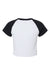 Bella + Canvas 1201 Womens Micro Ribbed Raglan Short Sleeve Crewneck Baby T-Shirt White/Black Flat Back