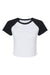 Bella + Canvas BC1201/1201 Womens Micro Ribbed Raglan Short Sleeve Crewneck Baby T-Shirt White/Black Flat Front