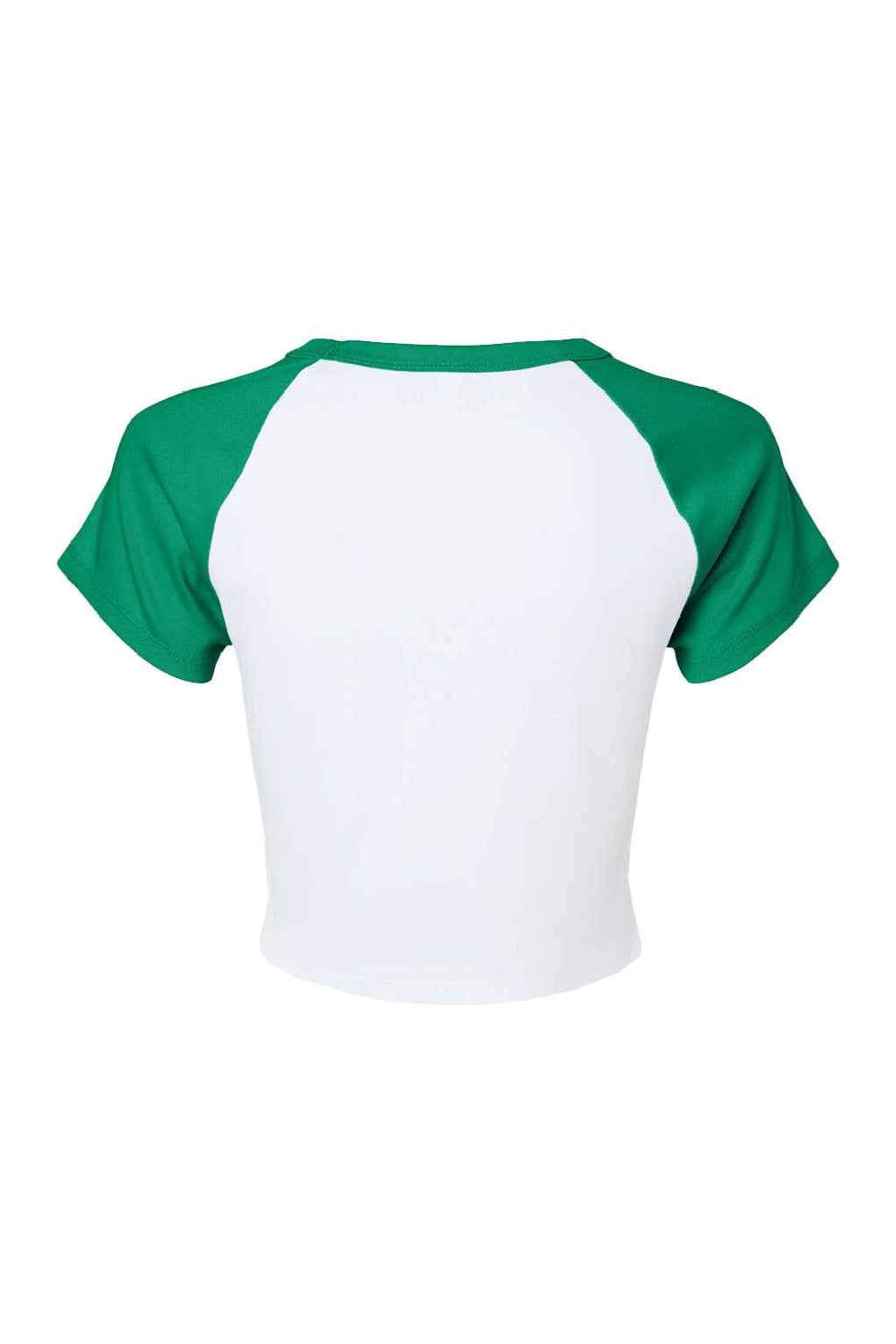Bella + Canvas BC1201/1201 Womens Micro Ribbed Raglan Short Sleeve Crewneck Baby T-Shirt White/Kelly Green Flat Back