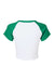 Bella + Canvas 1201 Womens Micro Ribbed Raglan Short Sleeve Crewneck Baby T-Shirt White/Kelly Green Flat Back