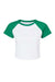 Bella + Canvas BC1201/1201 Womens Micro Ribbed Raglan Short Sleeve Crewneck Baby T-Shirt White/Kelly Green Flat Front