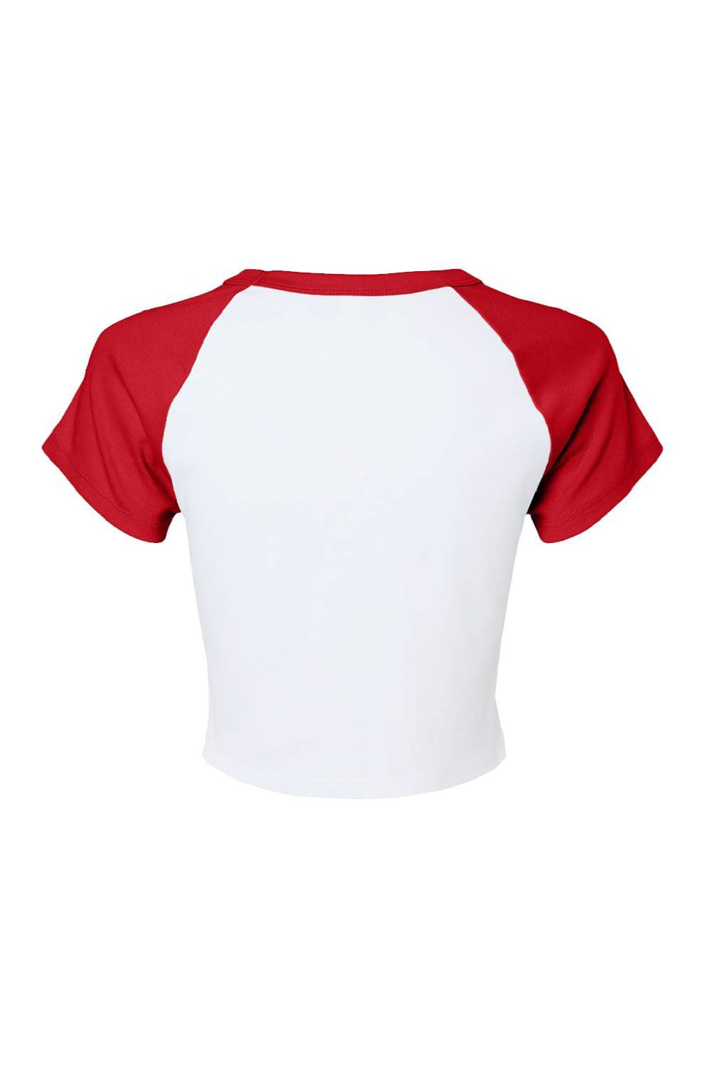 Bella + Canvas BC1201/1201 Womens Micro Ribbed Raglan Short Sleeve Crewneck Baby T-Shirt White/Red Flat Back