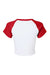 Bella + Canvas BC1201/1201 Womens Micro Ribbed Raglan Short Sleeve Crewneck Baby T-Shirt White/Red Flat Back