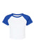 Bella + Canvas BC1201/1201 Womens Micro Ribbed Raglan Short Sleeve Crewneck Baby T-Shirt White/True Royal Blue Flat Front