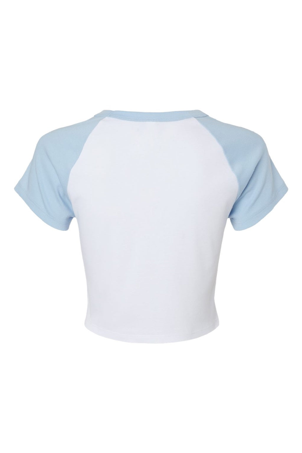 Bella + Canvas BC1201/1201 Womens Micro Ribbed Raglan Short Sleeve Crewneck Baby T-Shirt White/Baby Blue Flat Back