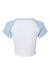 Bella + Canvas 1201 Womens Micro Ribbed Raglan Short Sleeve Crewneck Baby T-Shirt White/Baby Blue Flat Back