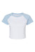 Bella + Canvas BC1201/1201 Womens Micro Ribbed Raglan Short Sleeve Crewneck Baby T-Shirt White/Baby Blue Flat Front