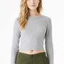 Bella + Canvas Womens Micro Rib Long Sleeve Crewneck T-Shirt - Heather Grey