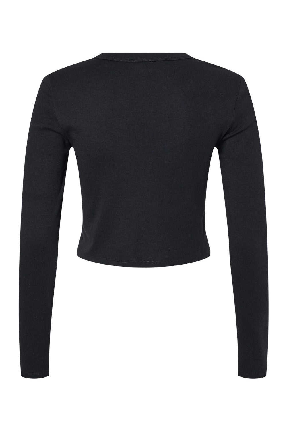 Bella + Canvas 1501 Womens Micro Rib Long Sleeve Crewneck T-Shirt Solid Black Blend Flat Back