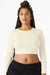 Bella + Canvas 1501 Womens Micro Rib Long Sleeve Crewneck T-Shirt Solid Natural Blend Model Front
