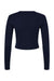 Bella + Canvas 1501 Womens Micro Rib Long Sleeve Crewneck T-Shirt Solid Navy Blue Blend Flat Back