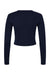 Bella + Canvas 1501 Womens Micro Rib Long Sleeve Crewneck T-Shirt Solid Navy Blue Blend Flat Back