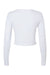 Bella + Canvas 1501 Womens Micro Rib Long Sleeve Crewneck T-Shirt Solid White Blend Flat Back
