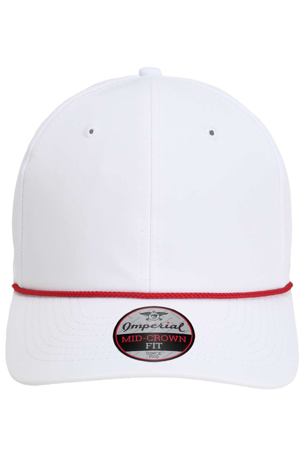 Imperial Hats 7054 Mens The Wingman Moisture Wicking Snapback Hat White/Red Flat Front