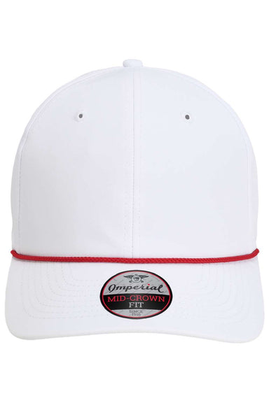 Imperial Hats 7054 Mens The Wingman Moisture Wicking Snapback Hat White/Red Flat Front