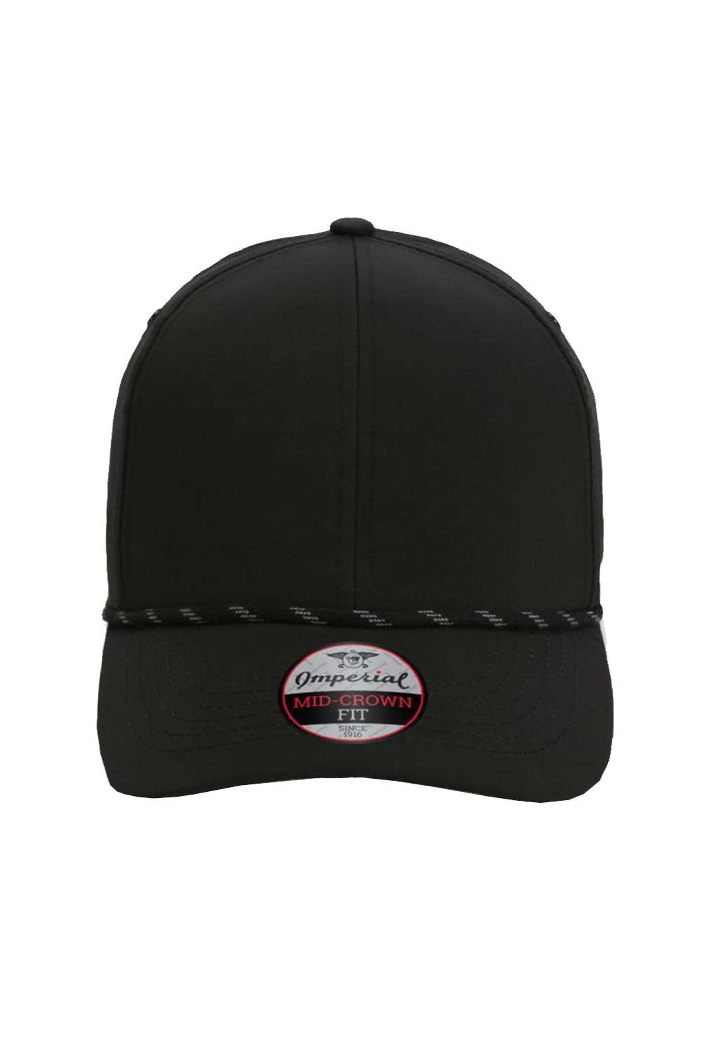 Imperial Hats 6054 Mens The Habanero Performance Rope Adjustable Hat Black Flat Front